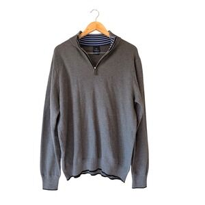 Tailorbyrd Quarter Zip Sweater XL Gray‎ Cotton Rayon Mock Neck Pullover Mens